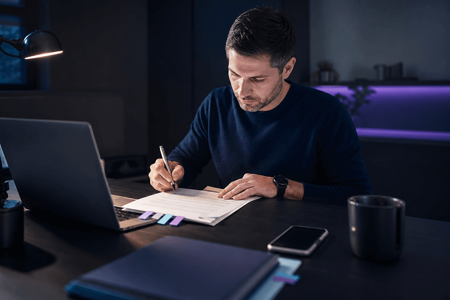 A person carefully proofreading application details