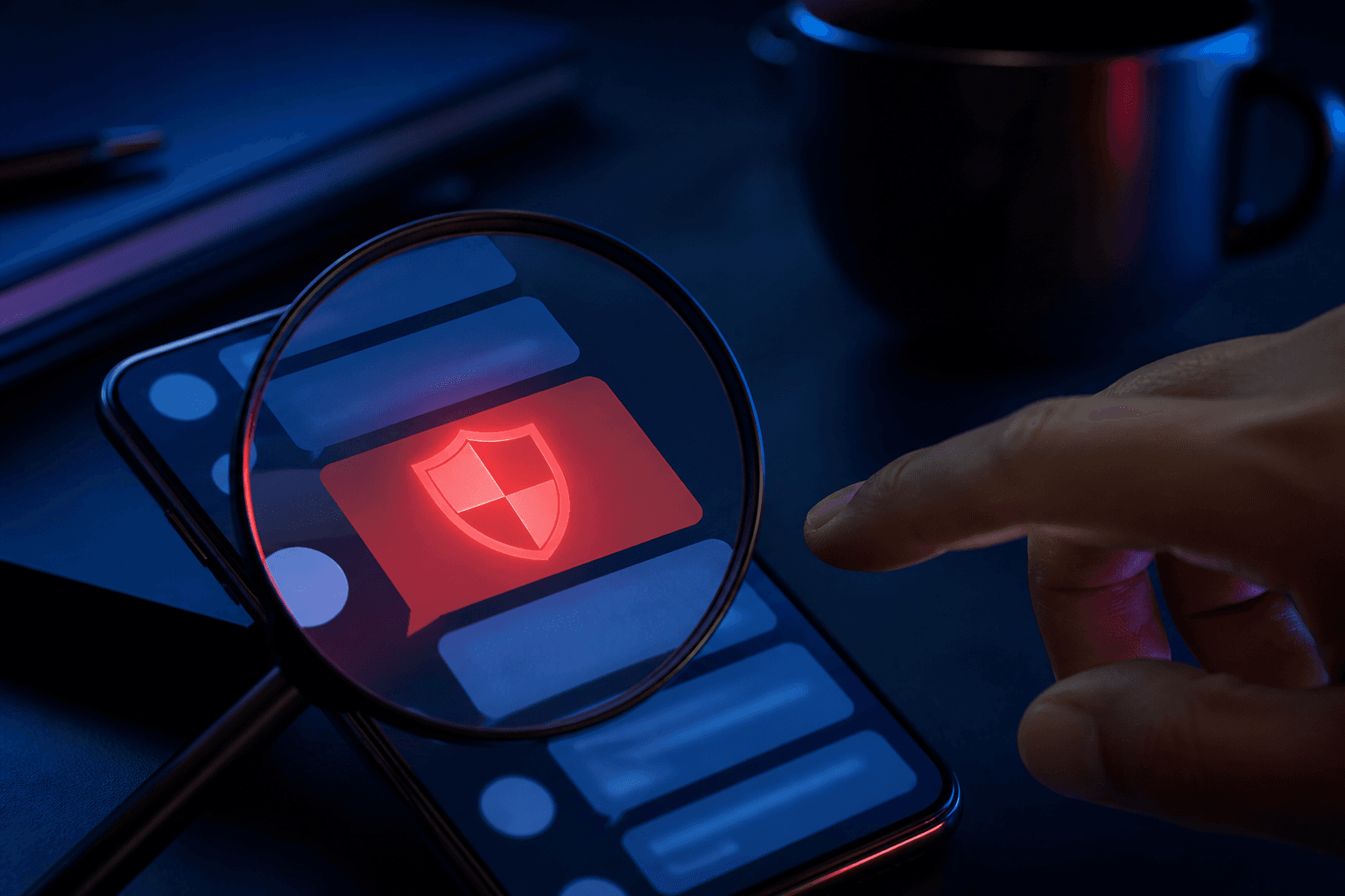 A suspicious financial message being checked carefully